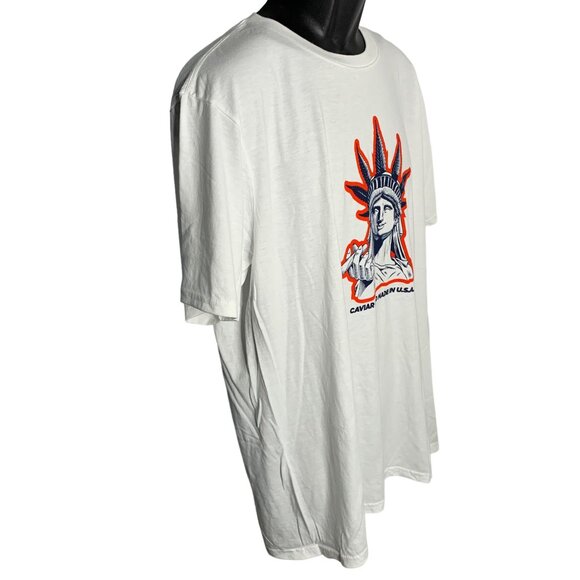 Caviar Gold Liberty Crewneck T Shirt XL White Double Sided Short Sleeve Weed - Picture 3 of 7